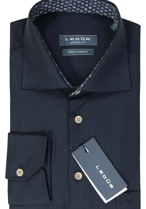 Ledub modern fit overhemd, popeline, paarsblauw