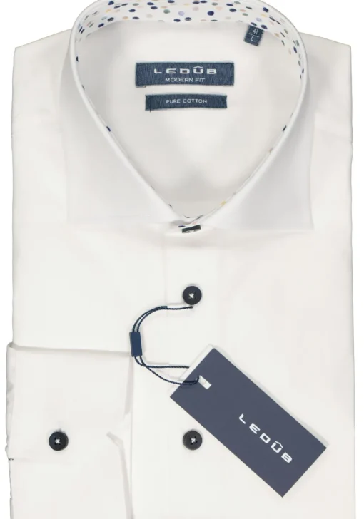 Ledub modern fit overhemd, popeline, wit