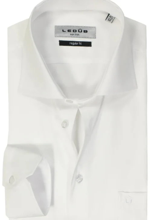 Ledub regular fit overhemd, wit twill