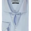 Ledub slim fit overhemd, mouwlengte 7, lichtblauw twill