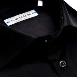 Ledub slim fit overhemd, zwart