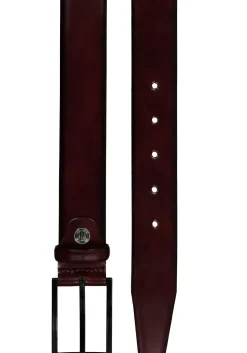 LINDENMANN leren heren riem, bordeaux rood