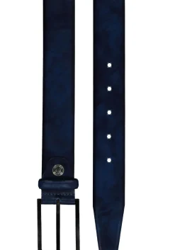 LINDENMANN leren heren riem, blauw