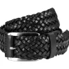 LINDENMANN leren heren riem,, zwart gevlochten