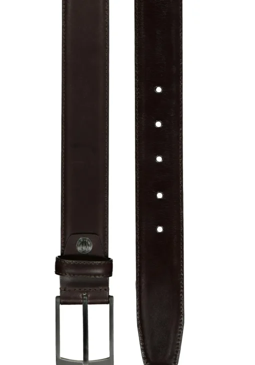LINDENMANN leren heren riem, donkerbruin