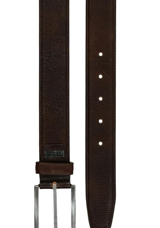 LINDENMANN leren heren riem, donkerbruin