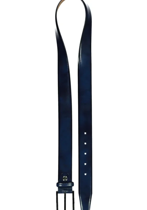 LINDENMANN leren heren riem, blauw