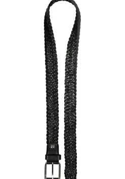 LINDENMANN leren heren riem,, zwart gevlochten