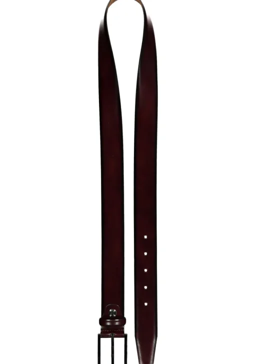 LINDENMANN leren heren riem, bordeaux rood