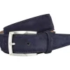LINDENMANN suede leren heren riem, marine blauw