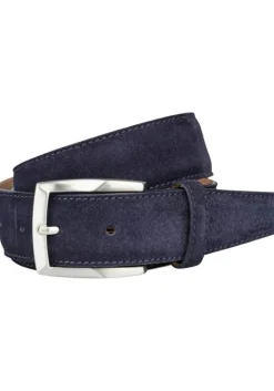 LINDENMANN suede leren heren riem, marine blauw