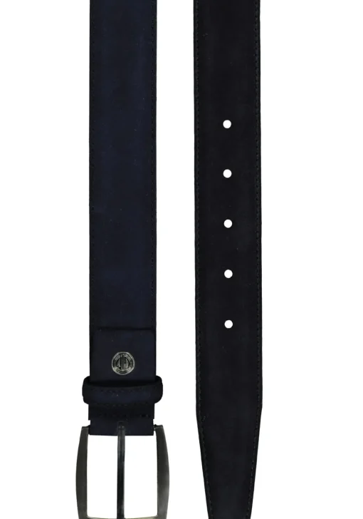 LINDENMANN suede leren heren riem, marine blauw