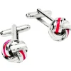 Manchetknopen zilver, wit en rood knoop
