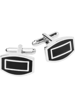 Manchetknopen zwart met zilver