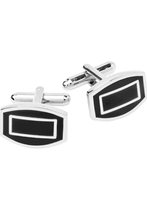 Manchetknopen zwart met zilver