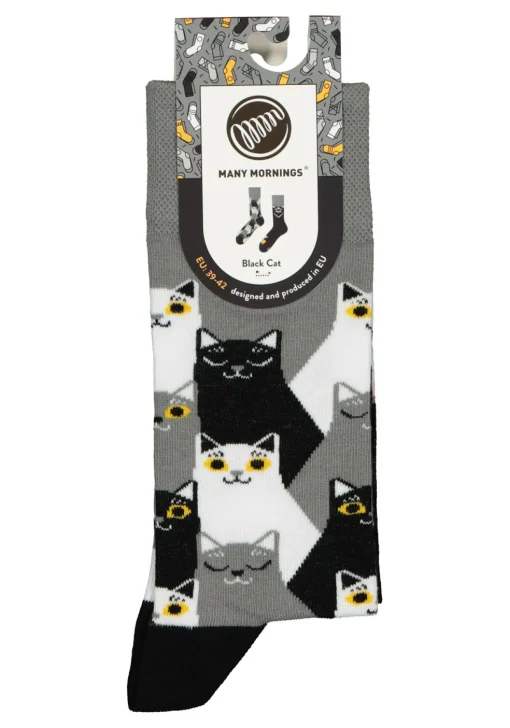 Many Mornings unisex sokken Black Cat