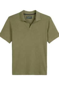 Marc O'Polo regular fit polo, heren poloshirt korte mouw, lichtbruin