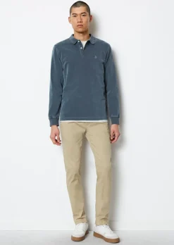 Marc O'Polo regular fit polo, heren poloshirt lange mouw, donkerblauw