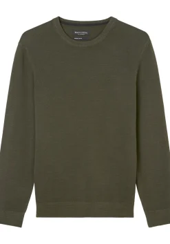 Marc O'Polo regular fit pullover, heren trui katoen met O-hals, bruin (middeldik)