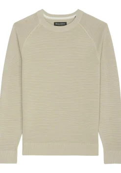 Marc O'Polo regular fit pullover, heren trui katoen met O-hals, beige (middeldik)