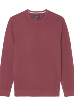 Marc O'Polo regular fit pullover, heren trui katoen met O-hals, mauve (middeldik)