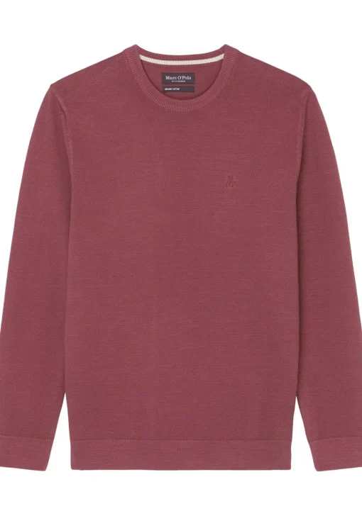 Marc O'Polo regular fit pullover, heren trui katoen met O-hals, mauve (middeldik)