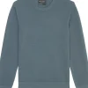 Marc O'Polo regular fit pullover, heren trui katoen met O-hals, middenblauw (middeldik)