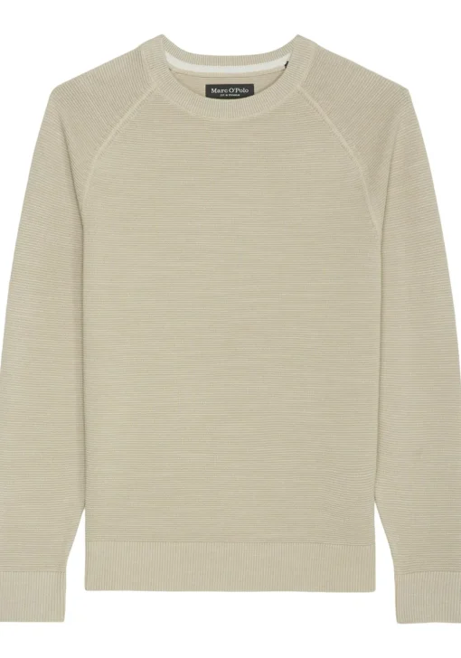 Marc O'Polo regular fit pullover, heren trui katoen met O-hals, beige (middeldik)