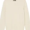 Marc O'Polo regular fit pullover, heren trui katoen met O-hals, offwhite (middeldik)
