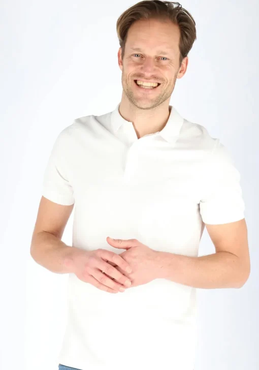 Marc O'Polo shaped fit polo, heren poloshirt, wit
