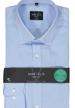 MARVELIS body fit overhemd, popeline, lichtblauw