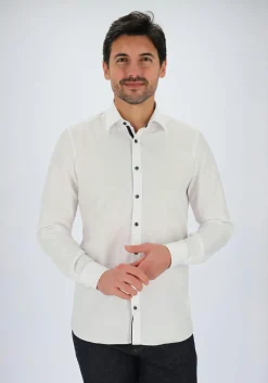 MARVELIS body fit overhemd, wit twill (contrast)