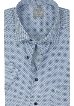 MARVELIS comfort fit overhemd, korte mouw, popeline, lichtblauw dessin