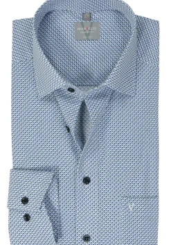 MARVELIS comfort fit overhemd, popeline, lichtblauw dessin