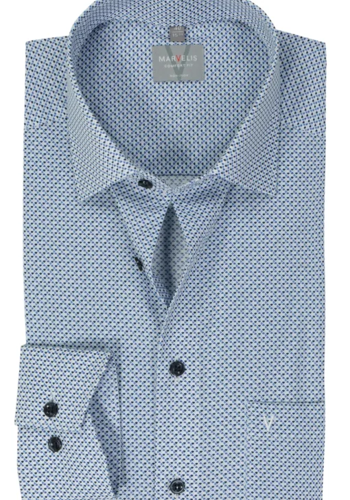 MARVELIS comfort fit overhemd, popeline, lichtblauw dessin