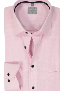 MARVELIS comfort fit overhemd, popeline, roze geruit