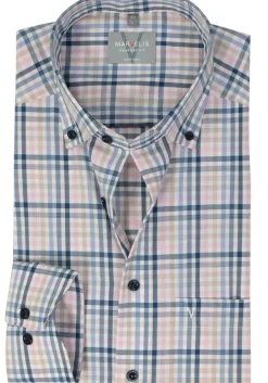 MARVELIS comfort fit overhemd, popeline, roze geruit