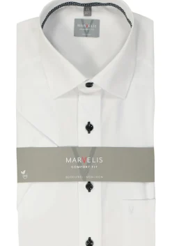 MARVELIS comfort fit overhemd, korte mouw, popeline, wit