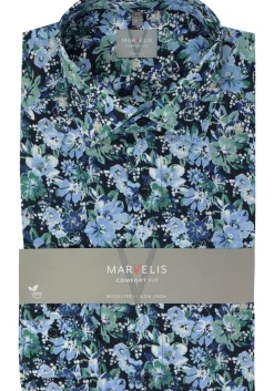 MARVELIS comfort fit overhemd, popeline, groen dessin