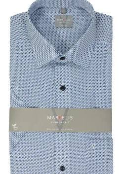 MARVELIS comfort fit overhemd, korte mouw, popeline, lichtblauw dessin