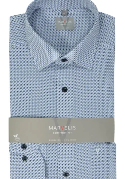 MARVELIS comfort fit overhemd, popeline, lichtblauw dessin