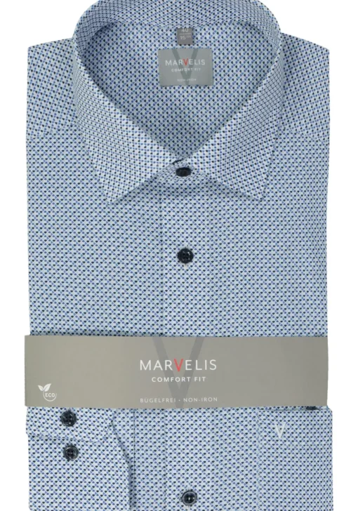 MARVELIS comfort fit overhemd, popeline, lichtblauw dessin