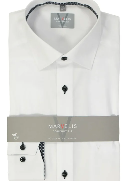 MARVELIS comfort fit overhemd, popeline, wit