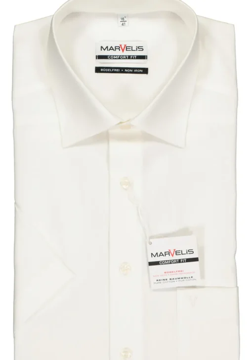 MARVELIS comfort fit overhemd, korte mouw, beige