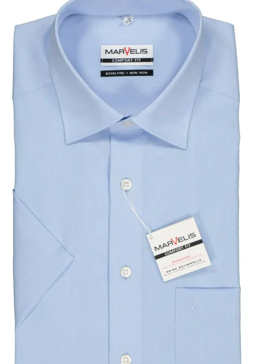 MARVELIS comfort fit overhemd, korte mouw, licht blauw