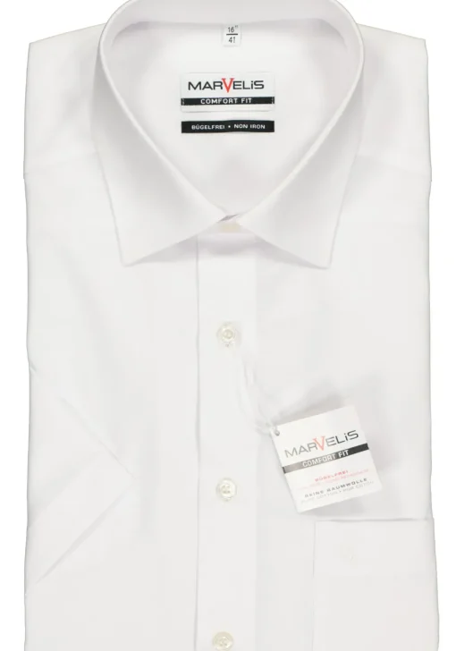 MARVELIS comfort fit overhemd, korte mouw, wit