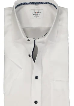 MARVELIS modern fit overhemd, korte mouw, structuur, wit