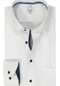 MARVELIS modern fit overhemd, mouwlengte 7, structuur, wit