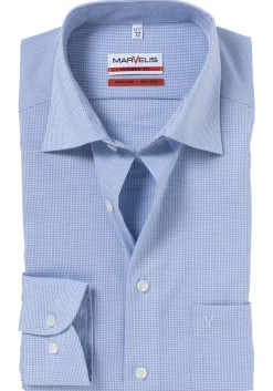 MARVELIS modern fit overhemd, blauw met wit geruit