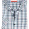 MARVELIS modern fit overhemd, korte mouw, popeline, wit met blauw en roze geruit
